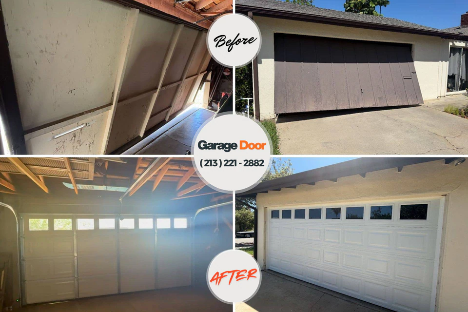 Before and after: garage door repair Ellis, KS
